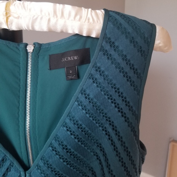 J. Crew Striped Eyelet Dress in Green Size 2 - Picture 4 of 7